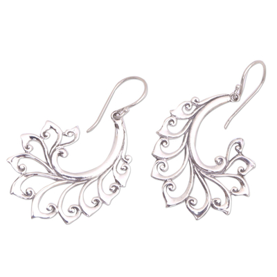 Sterling silver dangle earrings, 'Curling Bloom' - Sterling Silver Dangle Earrings with Curl Patterns from Bali