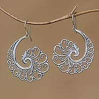 Spiral Motif Sterling Silver Dangle Earrings from Bali,'Infinite Curls'