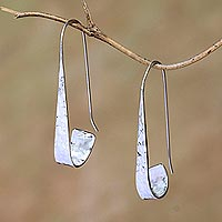 Sterling silver drop earrings, 'Contemporary Curls' - Curling Modern Sterling Silver Drop Earrings from Bali