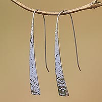 Sterling silver drop earrings, 'Glistening Tide' - Gleaming Sterling Silver Drop Earrings from Bali