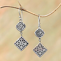 Sterling silver dangle earrings, 'Royal Curls' - Curl Motif Sterling Silver Dangle Earrings from Bali