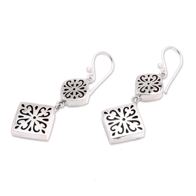 Sterling silver dangle earrings, 'Royal Curls' - Curl Motif Sterling Silver Dangle Earrings from Bali