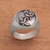 Sterling silver signet ring, 'Single Rose' - Handcrafted Single Blooming Rose Sterling Silver Signet Ring thumbail