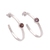Garnet half-hoop earrings, 'Pretty Paradox' - Sterling Silver Hammered Garnet Half-Hoop Earrings thumbail