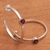 Garnet half-hoop earrings, 'Pretty Paradox' - Sterling Silver Hammered Garnet Half-Hoop Earrings (image 2b) thumbail