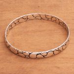 Sterling silver bangle bracelet, 'Polished Paisley' - Modern Balinese Sterling Silver Paisley Boho Bangle Bracelet