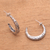 Sterling silver half-hoop earrings, 'Twilight Vines' - Vine Motif Sterling Silver Half-Hoop Earrings from Bali (image 2c) thumbail
