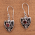 Garnet dangle earrings, 'Complex Design' - Garnet Dangle Earrings Crafted in Bali