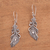 Sterling silver dangle earrings, 'Peacock Luck' - Sterling Silver Peacock Feather Dangle Earrings from Bali (image 2b) thumbail
