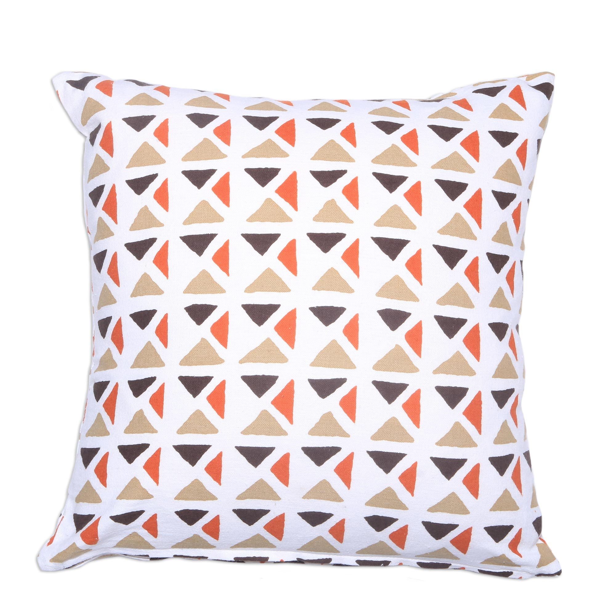 Pair of Contemporary Geometric Motif Cotton Cushion Covers Cozy