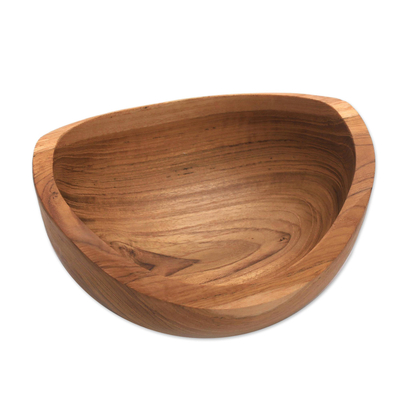 Teak wood snack bowl, 'Brown Shell' - Handmade Teak Wood Snack Bowl from Bali