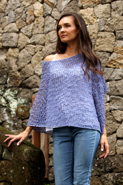 Crocheted poncho, Periwinkle Sanur Shade