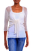 Jacket, 'White Sanur Beach' - Lightweight Acrylic Blend Jacket Shrug in White from Bali (image 2a) thumbail