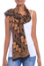 Batik cotton scarf, 'Burnt Sienna Parang' - Parang Motif Batik Cotton Scarf in Burnt Sienna from Java