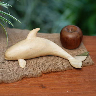 Wood sculpture, 'Porpoise' - Hand Carved Hibiscus Wood Porpoise Sculpture from Bali