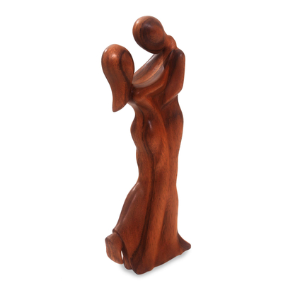 Wood sculpture, 'Romantic Embrace' - Romantic Suar Wood Sculpture from Bali