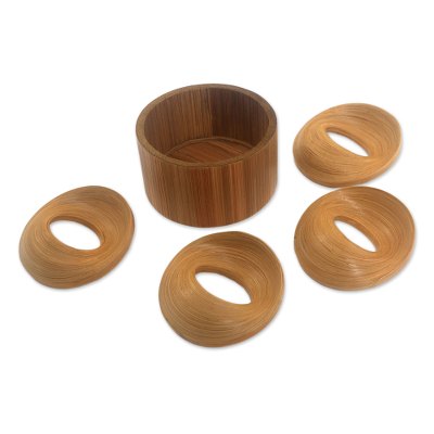 Circular Bamboo Napkin Rings from Java (Set of 4)
