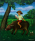 'Learning in Nature' - Signed Painting of a Boy Reading on a Buffalo from Java thumbail