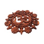 Wood relief panel, 'Lively Om' - Floral Om Suar Wood Relief Panel from Bali