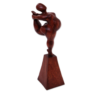 Wood sculpture, 'Leg Stretch' - Hand-Carved Suar Wood Female Form Sculpture from Bali