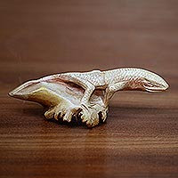 Wood figurine, 'Crawler' - Hand-Carved Wood Lizard Figurine from Bali