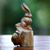 Wood sculpture, 'Watchful Hare' - Hand-Carved Wood Hare Sculpture from Bali (image 2b) thumbail