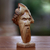 Escultura de madera, 'Barbanegra' - Escultura de retrato de madera tallada a mano de Bali