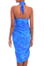 Batik rayon sarong, 'Oceanic Paisleys' - Paisley Motif Batik Rayon Sarong in Blue from Bali (image 2c) thumbail