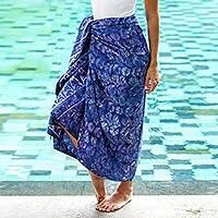 Batik rayon sarong, 'Peaceful Fronds'
