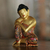 Wood sculpture, 'Buddha Garden' - Gold-Tone Floral Wood Buddha Sculpture from Bali