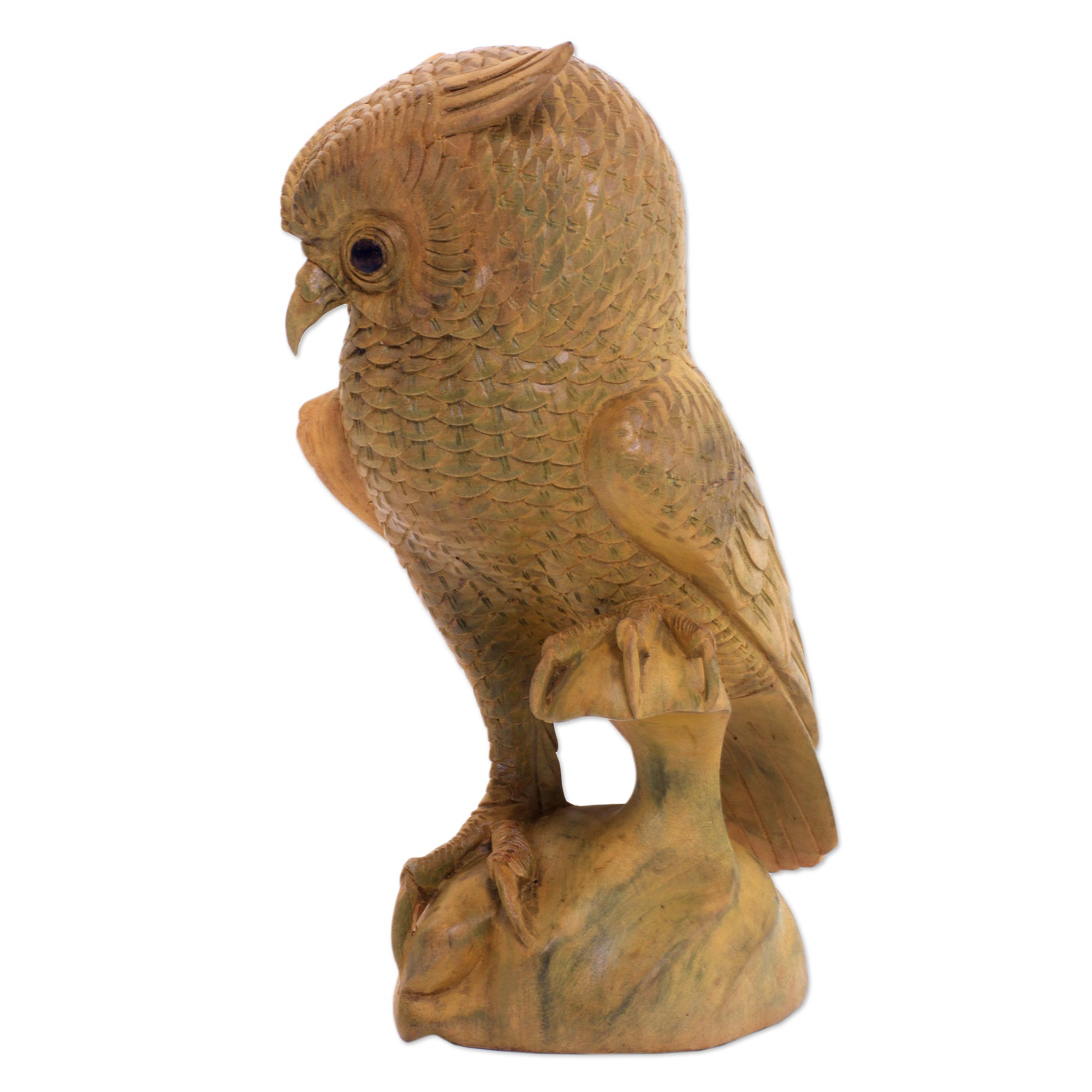 Hand-Carved Wood Owl Sculpture from Bali - Bird of Prey | NOVICA