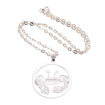 Sterling Silver Filigree Cancer Necklace from Java