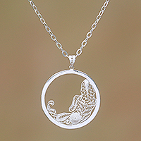 Sterling silver filigree pendant necklace, Elegant Virgo