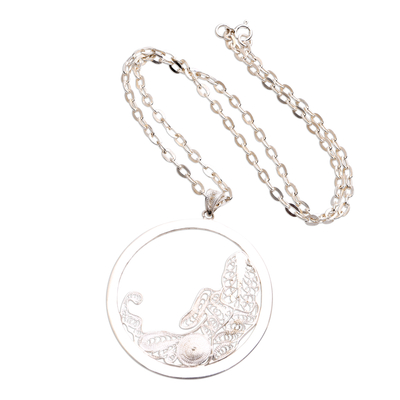 Sterling silver filigree pendant necklace, 'Elegant Virgo' - Sterling Silver Filigree Virgo Necklace from Java