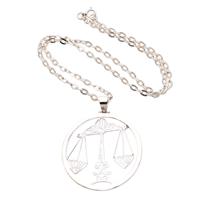 Sterling Silver Filigree Libra Necklace from Java