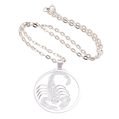 Sterling Silver Filigree Scorpio Necklace from Java