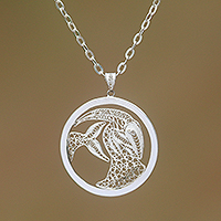 Sterling silver filigree pendant necklace, Elegant Capricorn