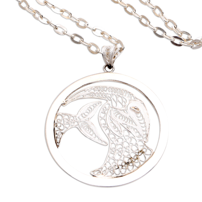 Sterling silver filigree pendant necklace, 'Elegant Capricorn' - Sterling Silver Filigree Capricorn Necklace from Java
