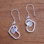 Sterling silver filigree dangle earrings, 'In Your Heart' - Sterling Silver Filigree Heart Earrings from Java