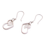 Sterling silver filigree dangle earrings, 'In Your Heart' - Sterling Silver Filigree Heart Earrings from Java