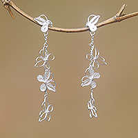 Sterling silver filigree dangle earrings, 'Loving Butterfly'