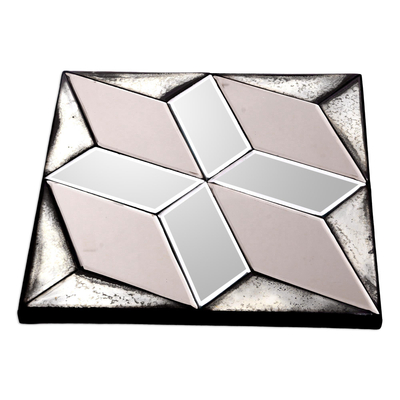 espejo decorativo de cristal - Espejo decorativo de vidrio con motivo de diamantes de Java