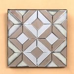 Glass decorative mirror, 'Temple Mystery' - Geometric Glass Decorative Mirror from Java