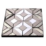 Glass decorative mirror, 'Temple Mystery' - Geometric Glass Decorative Mirror from Java