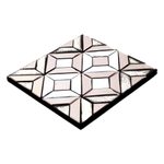 Glass decorative mirror, 'Temple Mystery' - Geometric Glass Decorative Mirror from Java