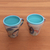 Keramiktassen, 'Blue Eden' (Paar) - Handbemalte Keramiktassen in Blau aus Java (Paar)