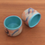 Keramische Teetassen, 'Blue Eden' (Paar) - Handbemalte Keramik-Teetassen aus Java (Paar)
