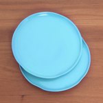 Ceramic plates, 'Blue Eden' (pair) - Ceramic Plates in Blue from Java (Pair)