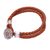 Sterling silver accent leather braided bracelet, 'Lotus' - Leather Accent Sterling Silver Bracelet with Lotus Pendant (image 2d) thumbail