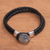 Sterling silver accented leather cord bracelet, 'Tranquil Balance' - Sterling Silver and Leather Yin Yang Braided Cord Bracelet (image 2) thumbail